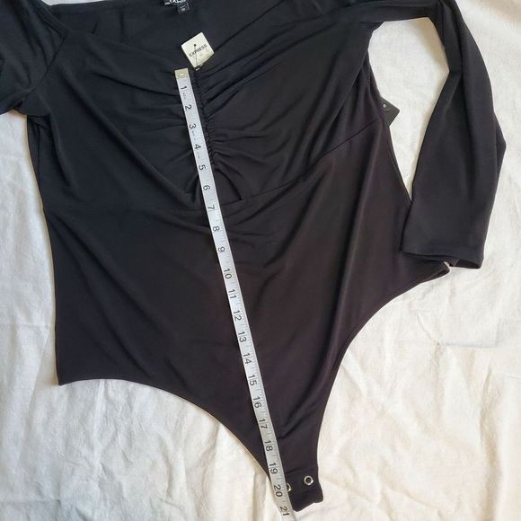 Express Bodysuit SZ XL Long Sleeve Sweetheart Neck Thong Bodycon - Picture 6 of 9
